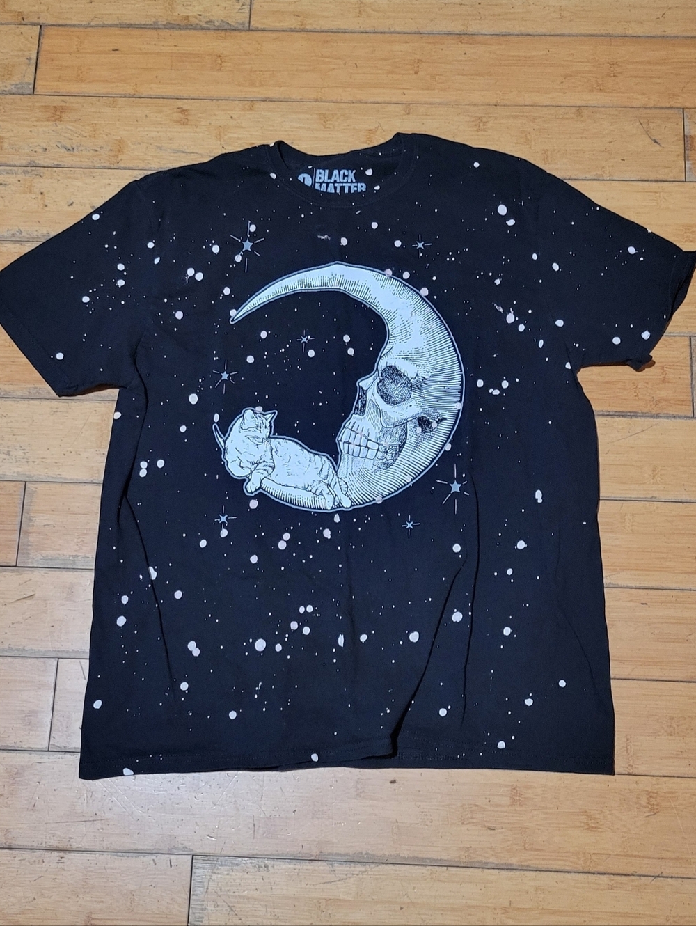 Black Matter Cat In The Moon Splatter T-Shirt Black Men's XL
